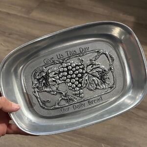 Carson Pewter Give Us This Day Our Daily Bread Tray with Grape Vine Design